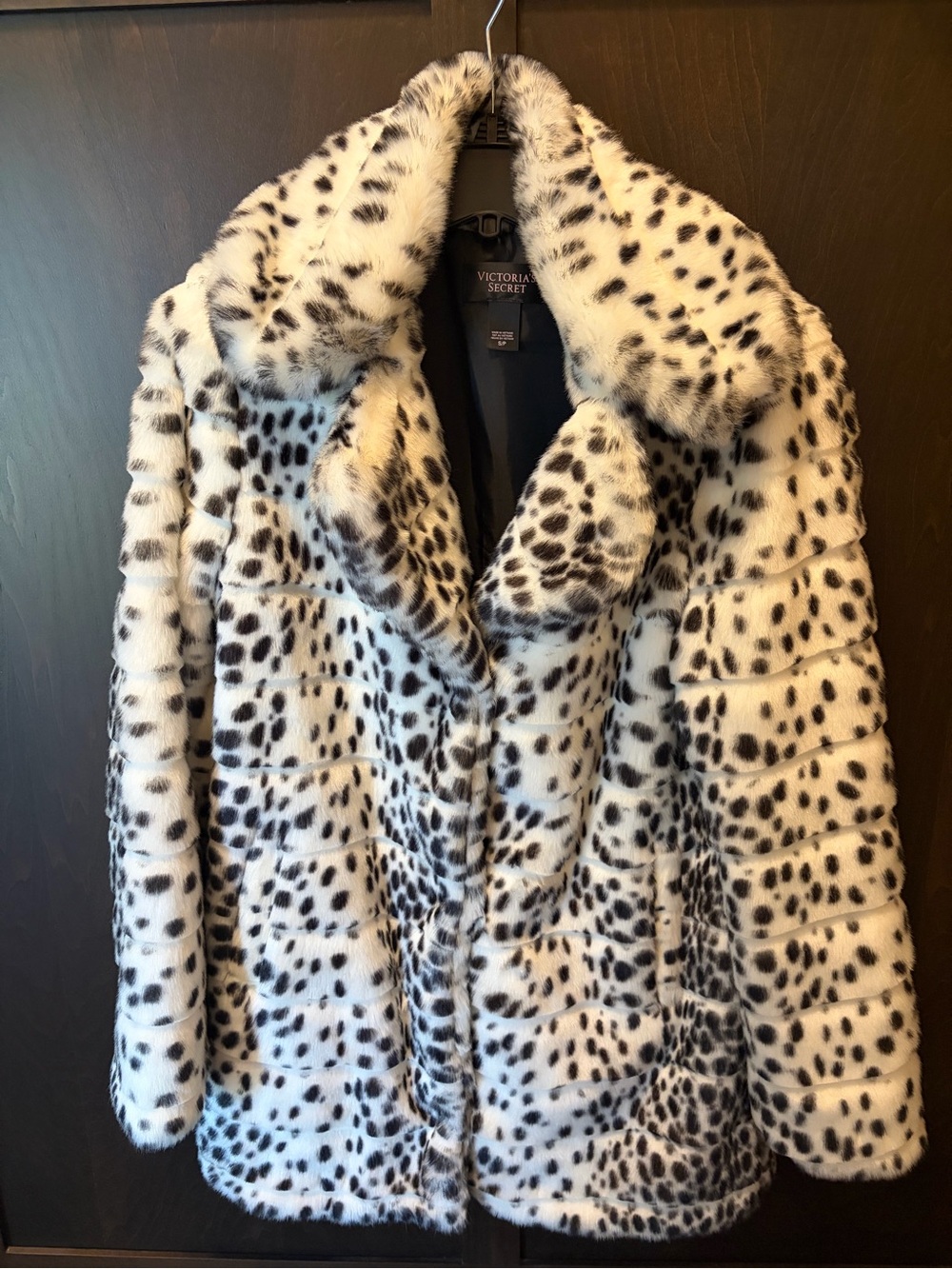 Victoria's Secret White Faux Fur Dalmatian-Print Teddy Jacket